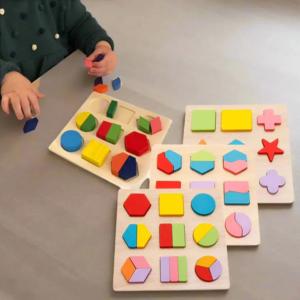 Puzzle en bois - WoodStack™ - Formes Géométriques - Les Mini Apprentis
