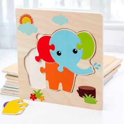 Puzzle en Bois - PuzzlePals™ - Éléphant - Les Mini Apprentis