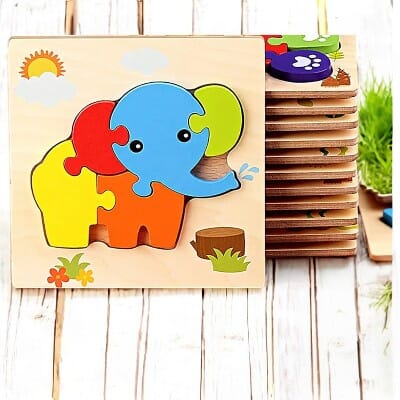 Puzzle en Bois - PuzzlePals™ - Éléphant - Les Mini Apprentis